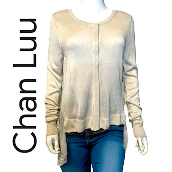Chan Luu Sweaters - CHAN LUU. EUC.Stunning designer cardigan sweater with silk underlay. Almandine.M